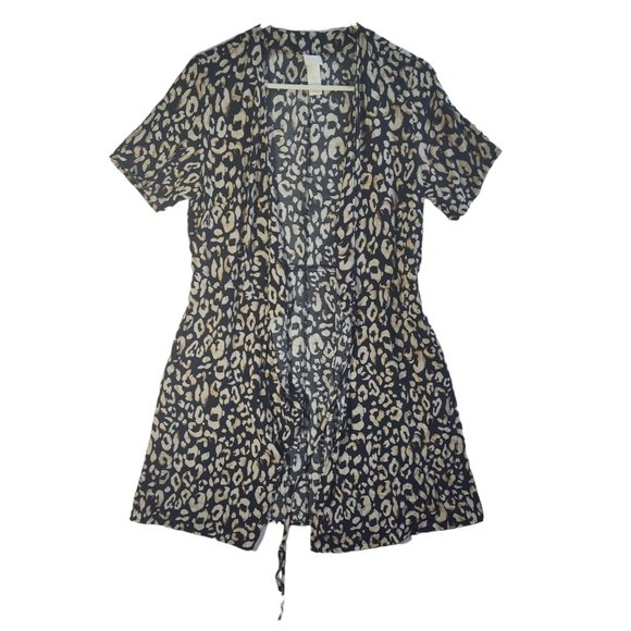 H&M Leopard Animal Print Wrap Mini Dress Size S Small A-line Wrap - Picture 3 of 8